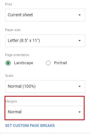 Google sheets set custom page breaks greyed out.  To remove an existing ...