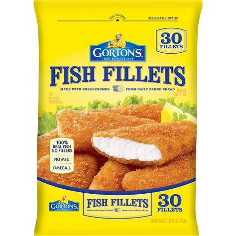 Gordon fish fillets. Crunchy panko breaded fish sticks cut from whole, wild-caught Cod fillets. Description. Cooking Directions. Nutritional Information. Calories 200. % Daily Value*. Total Fat 10g. 13%. 