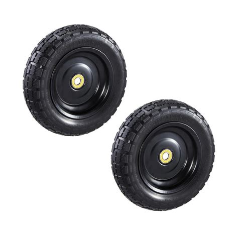 13" Flat Free Solid Tire and Wheel 5/8” Axle, 2.1"Offset Hub, 2 Pack Replacement Tire for Gorilla Carts Wheelbarrow Garden Cart Trolleys Hand Trucks and Yard Trailers. 4.4 out of 5 stars. 33. 50+ bought in past month. $42.99 $ 42. 99. 8% coupon applied at checkout Save 8% with coupon.