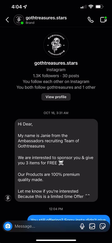 Gothtreasures brand ambassador: scam? : r/isthisascam