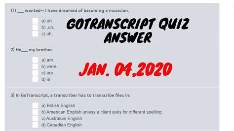 Gotranscript quiz answer YouTube