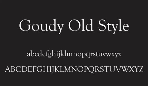 Goudy old style font. Goudy Catalogue was drawn by Benton in 1919-1921 and was meant to be a medium weight of Goudy Old Style. Goudy Heavyface was designed by Goudy for Monotype in 1925, and was intended to be a rival to the successful Cooper Black. Goudy Modern was designed by Goudy in 1918; its small x-height, tall ascenders and shorter caps impart a spacious and ... 