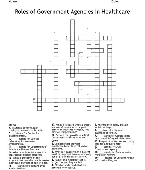 Gov health agency crossword. The Florida Department of Health (FDOH) is a government agency dedicated to promoting and protecting the health and safety of all residents in the state of Florida. One of the prim... 