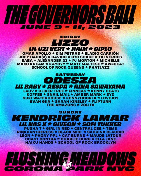 Govball - Gov Ball 2023 is set to take place in Flushing Meadows Corona Park (located in Queens) from Friday, June 9 to Sunday, June 11. There are three stages in total, including the main stage where all ...