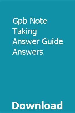Gpb note taking guide answers episode 302. - Nissan navara frontier d40 workshop service manual.