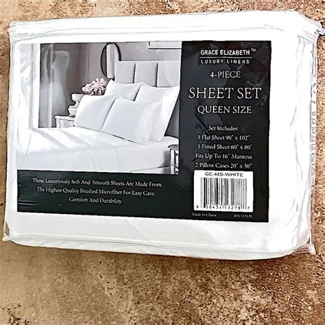 Grace elizabeth luxury linens. Grace Elizabeth Luxury Linens Down Alternative Comforter Item #GE-SH01 Color: White Size: Queen Brand New in Plastic/Unopened Features: * Queen Size - 90 inches x 90 inches * 100% Hypoallergenic. * Allergy-Free Polyester Fiber Fill * Super Soft Microfiber Cover, with Elegant Swiss Dots Pattern 
