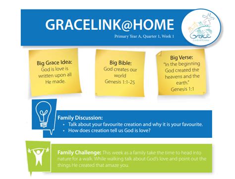 Gracelink powerpoint. GraceLink Kindergarten Animation. The mission of the GraceLink Sabbath School curriculum is to help children joyfully experience God's grace and respond by showing love to God (worship), Showing love to family and friends (community), Serving others in their world (service) as productive members of God's family now and always. 
