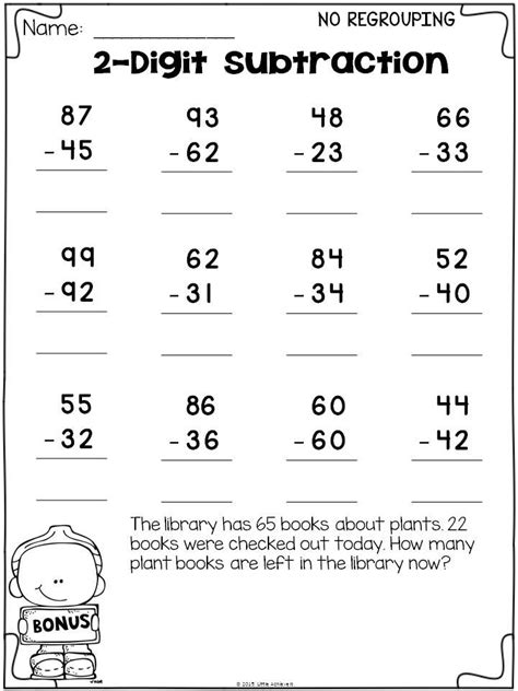 Grade 1 Math Worksheet Subtracting 2 Digit Numbers No Regrouping K5 Learning
