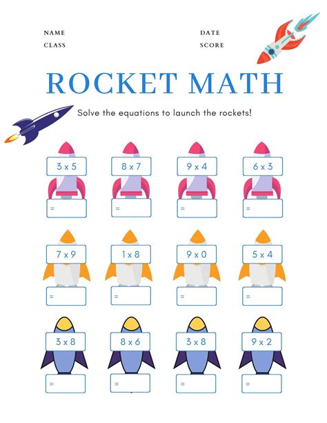 Grade 1 Rocket Math Worksheet