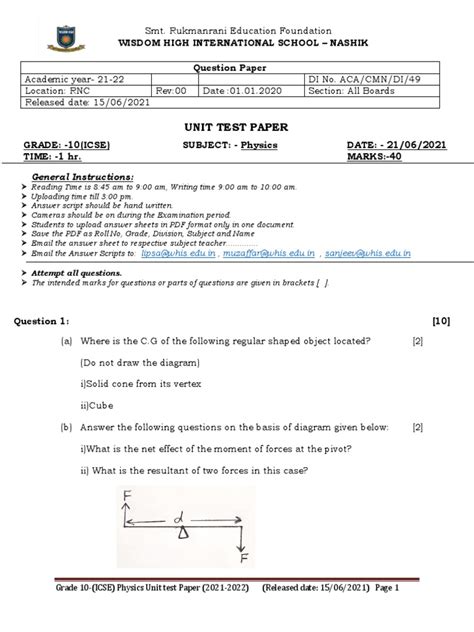 Grade 10 physics unit test pdf.  State and explain the difference in current. ...