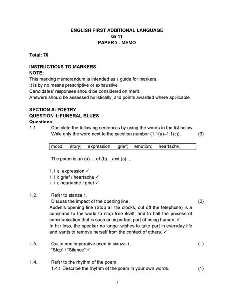 Grade 11 English FAL - Past-Paper