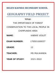 Grade 12 geography field project on popu. docx), PDF File (.  Store documents on...