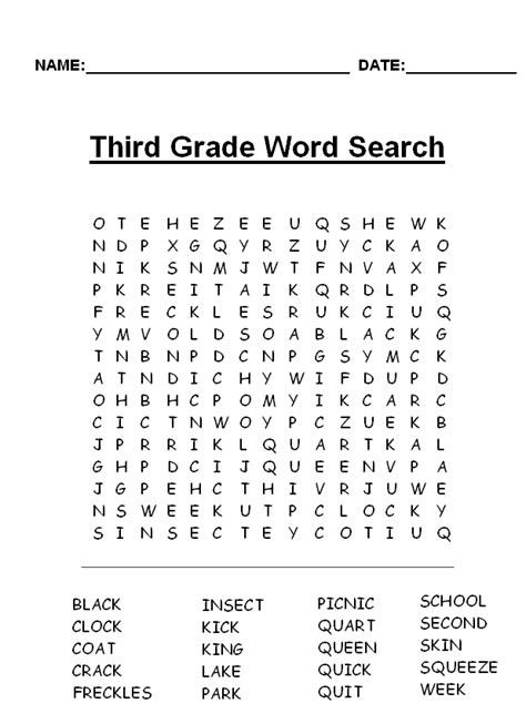Grade 3 Word Search
