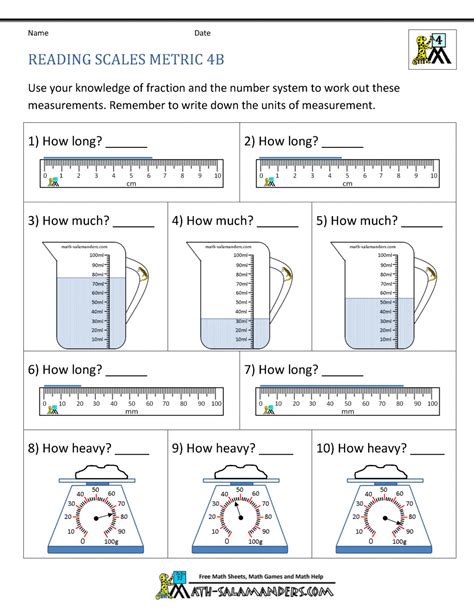 Grade 4 Measurement Worksheets: Convert metric …