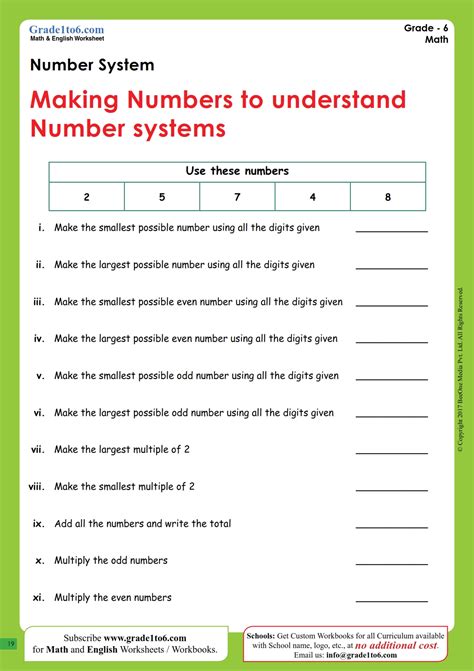 Grade 6 Number Systems Worksheets and Workbook Teaching Resources