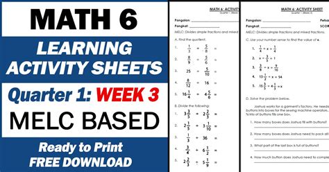 Grade 6 math lessons 1st quarter.  A suggestion for customizing the lesson is ...
