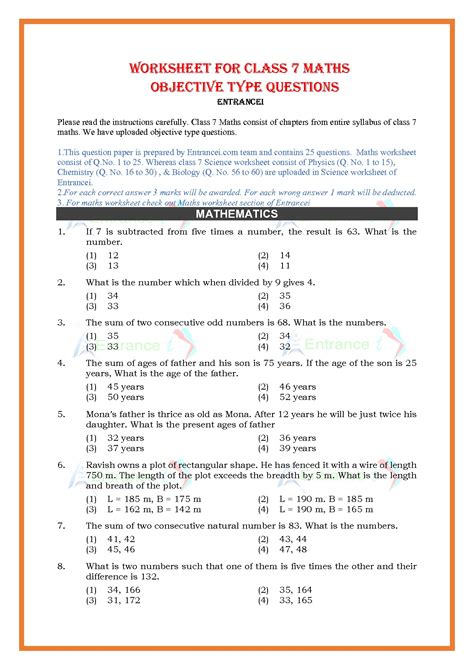 Grade 7 maths worksheets with answers pdf.  Chapter-wise printable PDFs based on ...