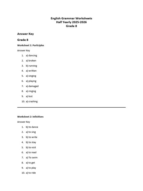 Grade 8 answer key.  The document is an answer key for Grade 8 modules covering various subject...