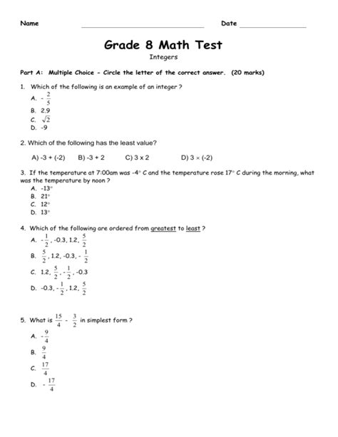 Grade 8 math test