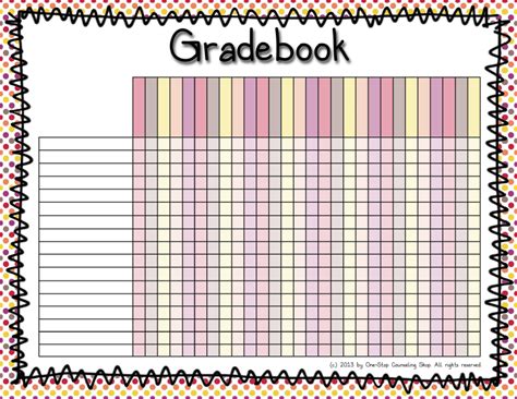 Gradebook Printable Template Teaching Resources TPT