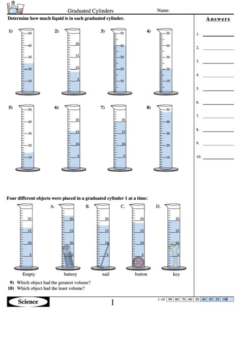 Graduated Cylinders Worksheet Answer Key