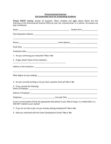 Graduating Senior Exit Interview Questions