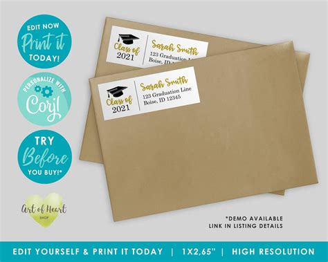 Graduation Address Labels Set of 30 Jane