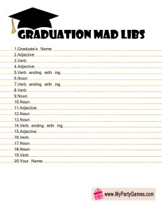 Graduation Party Game Grad Libs with FREE Printable Grad Party
