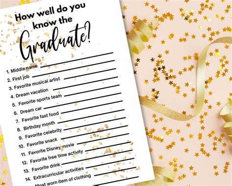 Graduation Party Game How Well Do You Know The Graduate Card Game