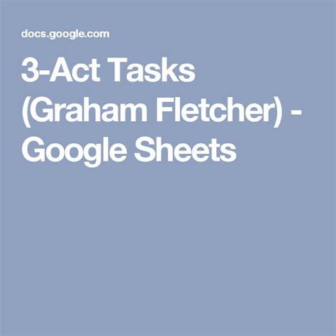 Graham fletcher 3 act tasks