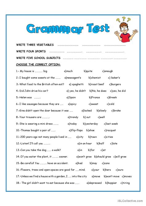 Grammar Online Test Practice For Esl Students