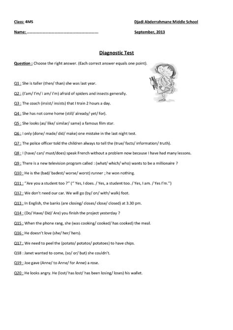 Grammar Test Printable With Answers lostmultifiles