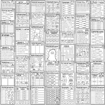 Grammar Worksheet Packet Compound Words, Contractions, Synonyms and