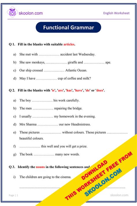 Grammar Worksheets Page 2 of 5 Have Fun Teaching