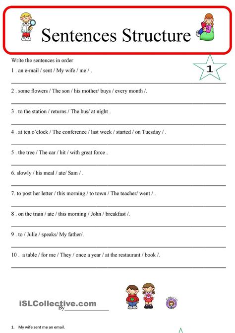 Grammar Worksheets Sentence Structure Worksheets
