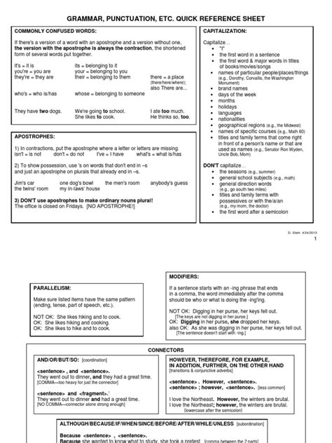 Grammar cheat sheet 042413.pdf Comma Grammatical Number