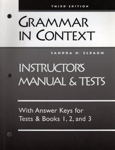 Grammar in context instructors manual tests with answer keys for tests books 1 2 and 3. - Ricoh camera repair and maintenance manual.