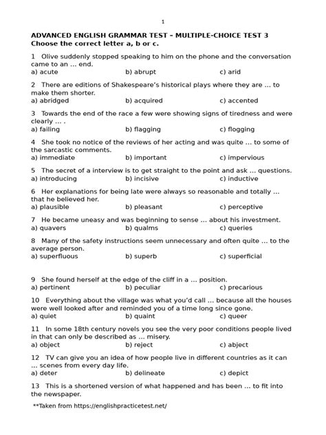 Grammar tests for advanced level.  The interview was recorded yesterday.  Look at ...