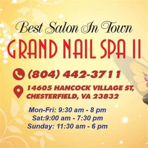 1236 Carmia Way, Richmond, VA 23235 (804) 385-5389. Reviews for Helen Nails & Spa Write a review. Oct 2023. Amazing experience here! Such a nice ambience and a lovely staff. Emily did an amazing job! ... Luxury Nail Spa - 11374 Midlothian Tpke, North Chesterfield. Solar Nail & Spa - 11382 Mall Ct, Richmond. Queen Nails. 
