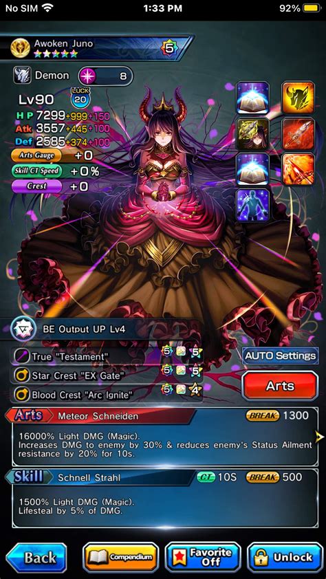 Grand summoners best crest for each unit. Penalite Pour Epurer: 43000% Dark DMG (Physical). For 10 seconds, increase all allies' Art gauge by 3/sec. If Ancient Blood count is maxed, double Arts generated and amount of time by 2 (6 Arts/sec for 20s). (Type B Art Gen) 2500 Break. Arts. Veritable Executrice: 18000% Dark DMG (Magic). For 15s, increase all allies' Art DMG by 50%. 1400 Break. 