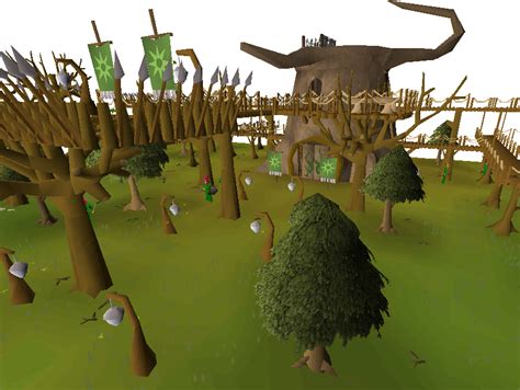 Return to Glough's house, and climb up the watchtower. This tree is located on the east side of the 1st floor[UK] and requires 25 Agility to climb. Up in the watchtower, you will find a stone stand and four pillars. Use the twigs with the four pillars to spell out TUZO, starting from the far left.