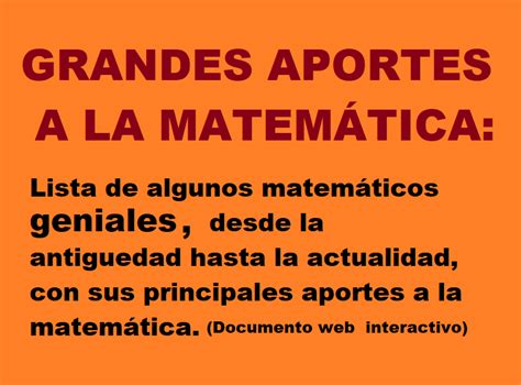 Grandes aportes a las Matem&aacute;ticas