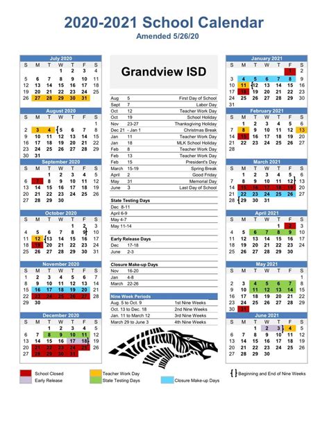 Grandview ISD Attached is a revised calendar for the...
