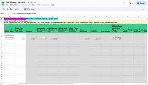 Grant Tracking Spreadsheet inside Grant Tracking Spreadsheet Readleaf