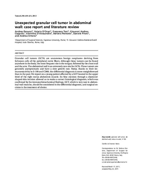 Granular cell tumor of the abdominal wall, a case report and …