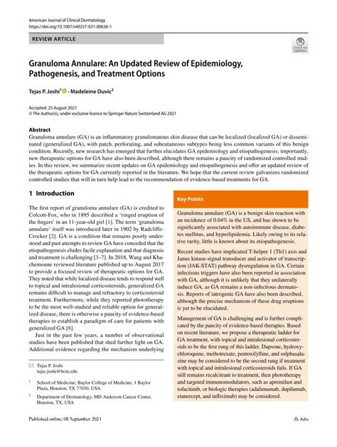 Granuloma Annulare: An Updated Review of Epidemiology