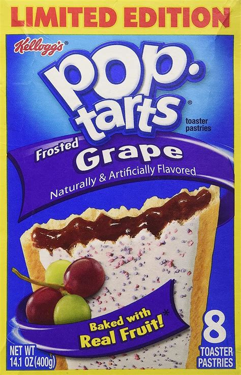 Pop-Tarts Frosted Grape Breakfast Toaster Pastries, 27 oz, 16 Count. Add. $4.98. current price $4.98. 18.4 ¢/oz. Pop-Tarts Frosted Grape Breakfast Toaster Pastries, 27 oz, 16 Count. 144 4.5 out of 5 Stars. 144 reviews. Available for Pickup Pickup. About this item. Nutrition information.. 