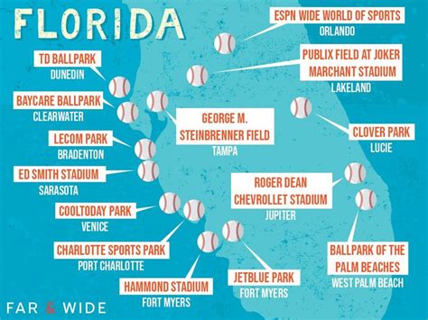 The map below features all locations for the MLB Spring