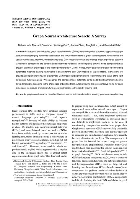 Graph Neural Architecture Search: A Survey - SciOpen