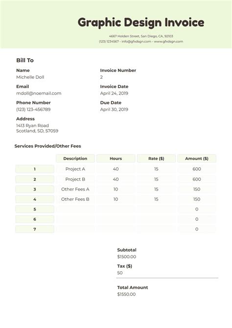 Graphic Design Invoice Template PDF Templates Jotform